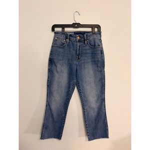 J Crew Vintage Slim Straight Jeans 29P Raw Hem Cropped Denim Festival Preppy